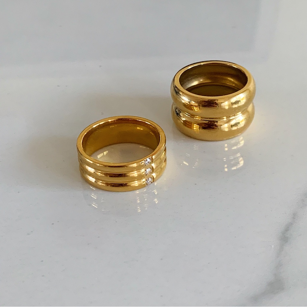 Gold Statement Ring Gold Cz Ring Stacking Gold Ring Gold Stacking Ring